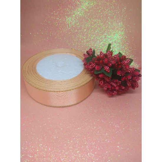 ОПТ Лента атласная с люрексом 2.5 см*25 ярдов цв. персиковый